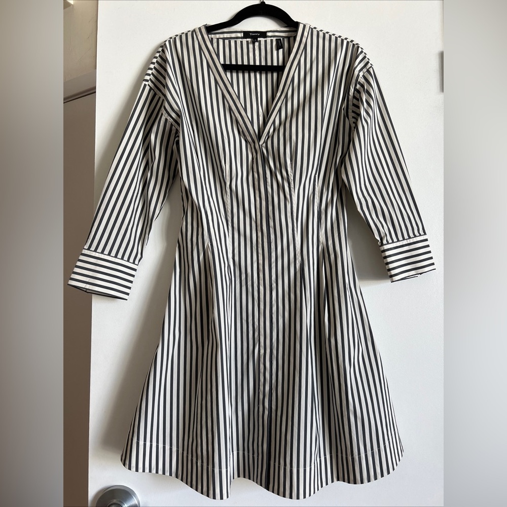 Theory Darted Buttondown Dress - Bryson Stripe - image 1